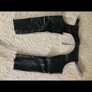 Black Leather braided riding chaps, size Small, by Leather King, women’s